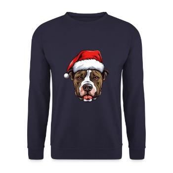 Staffordshire Bull Terrier Dog Head Christmas - Unisex Sweatshirt - navy - Front - Alina (178cm) & Michal (187cm)