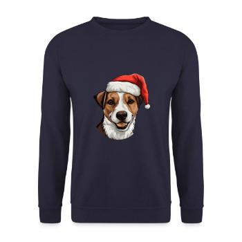 jack russel terrier Hund Weihnachten Kopf - Unisex Pullover - Navy - Vorne - Alina (178cm) & Michal (187cm)