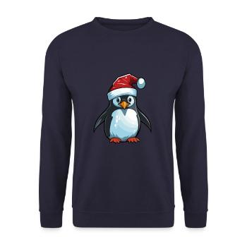 Tête d’animal de Noël pingouin - Sweat-shirt Unisexe - marine - Devant - Alina (178cm) & Michal (187cm)