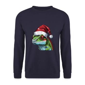 Tête d’animal de Noël caméléon - Sweat-shirt Unisexe - marine - Devant - Alina (178cm) & Michal (187cm)