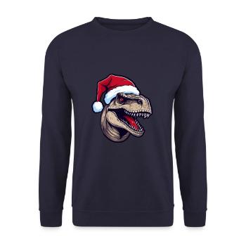 Dinosaurier Weihnachten Tier Kopf - Unisex Pullover - Navy - Vorne - Alina (178cm) & Michal (187cm)