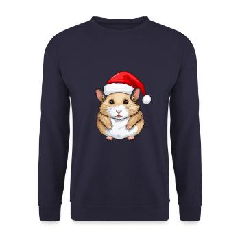 Hamster Christmas Animal Head - Unisex Sweatshirt - navy - Front - Alina (178cm) & Michal (187cm)