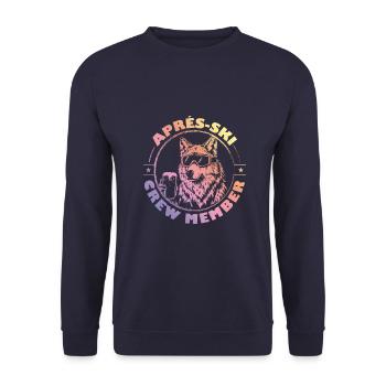 Wolf Apres Ski Team Spruch Bunt - Unisex Pullover - Navy - Vorne - Alina (178cm) & Michal (187cm)