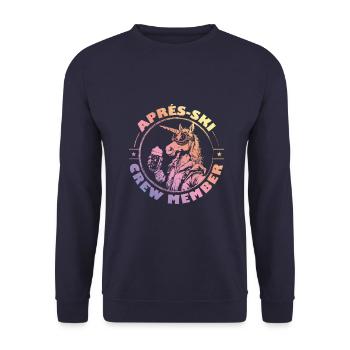 Unicorn Après Ski Team Saying Colorful - Unisex Sweatshirt - navy - Front - Alina (178cm) & Michal (187cm)