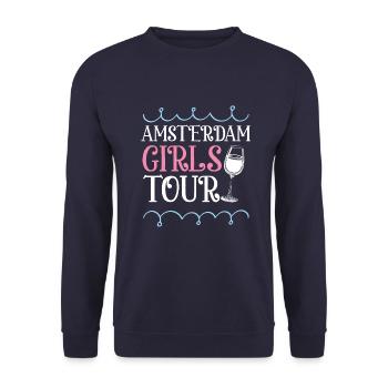 Amsterdam Girls Tour Heart - Sweat-shirt Unisexe - marine - Devant - Alina (178cm) & Michal (187cm)