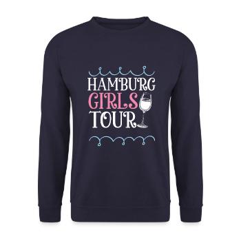 Hamburg Girls Tour Herz - Unisex Pullover - Navy - Vorne - Alina (178cm) & Michal (187cm)