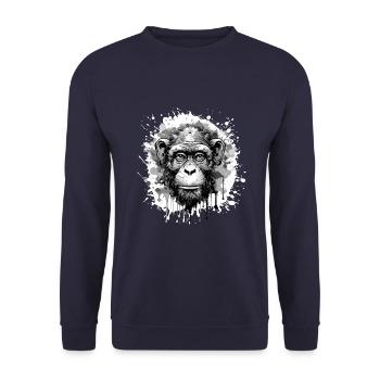 Monkey Head Portrait Animal - Unisex Sweatshirt - navy - Front - Alina (178cm) & Michal (187cm)