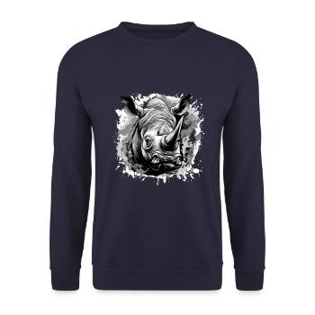 Rhinoceros Head Portrait Animal - Unisex Sweatshirt - navy - Front - Alina (178cm) & Michal (187cm)