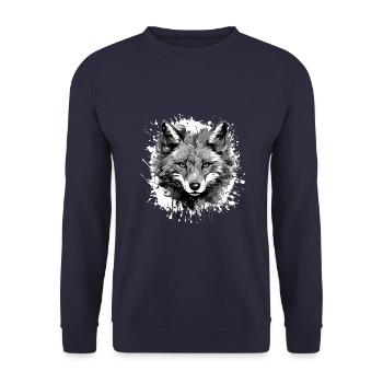 Fuchs Kopf Porträt Tier - Unisex Pullover - Navy - Vorne - Alina (178cm) & Michal (187cm)