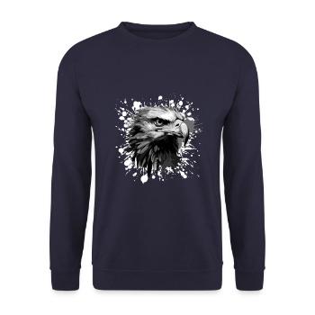 Adler Kopf Porträt Tier - Unisex Pullover - Navy - Vorne - Alina (178cm) & Michal (187cm)