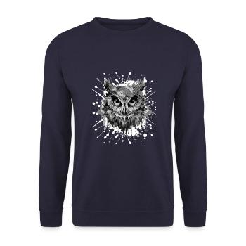 Tête de hibou Portrait Animal - Sweat-shirt Unisexe - marine - Devant - Alina (178cm) & Michal (187cm)