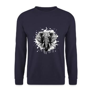 Elephant Head Portrait Animal - Unisex Sweatshirt - navy - Front - Alina (178cm) & Michal (187cm)