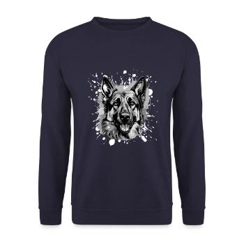 German Shepherd Dog Head Portrait Animal - Unisex Sweatshirt - navy - Front - Alina (178cm) & Michal (187cm)