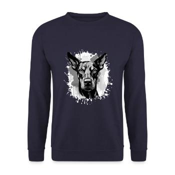 Doberman Dog Head Portrait Animal - Unisex Sweatshirt - navy - Front - Alina (178cm) & Michal (187cm)