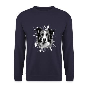 Border Collie Tête De Chien Portrait Animal - Sweat-shirt Unisexe - marine - Devant - Alina (178cm) & Michal (187cm)