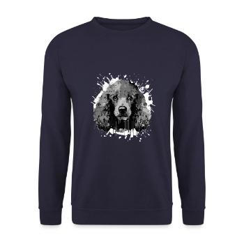 Pudel Hund Kopf Porträt Tier - Unisex Pullover - Navy - Vorne - Alina (178cm) & Michal (187cm)