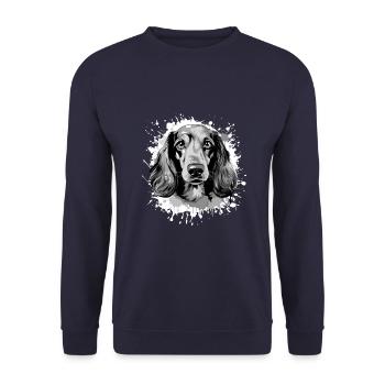 Dachshund Hund Kopf Porträt Dackel - Unisex Pullover - Navy - Vorne - Alina (178cm) & Michal (187cm)