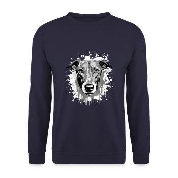 Greyhound Dog Head Portrait Animal - Unisex Sweatshirt - navy - Front - Alina (178cm) & Michal (187cm)