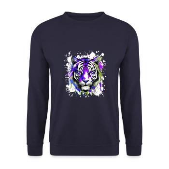 Tiger Head Portrait Colorful - Unisex Sweatshirt - navy - Front - Alina (178cm) & Michal (187cm)