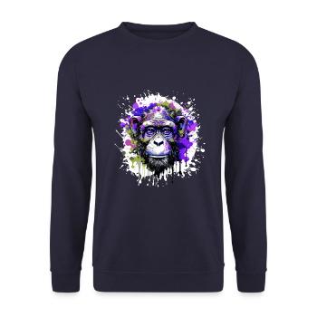 Monkey Head Portrait Colorful - Unisex Sweatshirt - navy - Front - Alina (178cm) & Michal (187cm)
