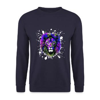 Lion Head Portrait Colorful - Unisex Sweatshirt - navy - Front - Alina (178cm) & Michal (187cm)