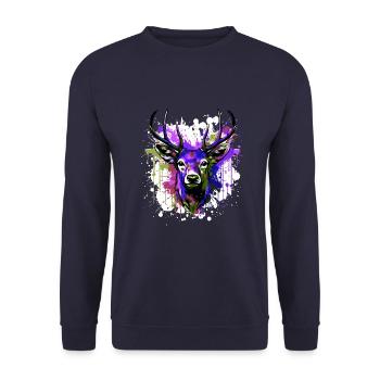 Deer Head Portrait Colorful - Unisex Sweatshirt - navy - Front - Alina (178cm) & Michal (187cm)