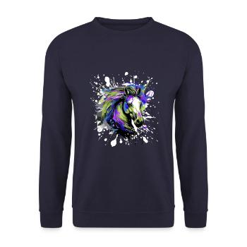 Horse Head Portrait Colorful - Unisex Sweatshirt - navy - Front - Alina (178cm) & Michal (187cm)