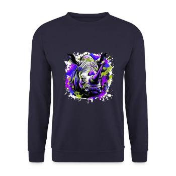 Rhinoceros Head Portrait Colorful - Unisex Sweatshirt - navy - Front - Alina (178cm) & Michal (187cm)