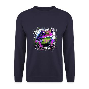 Frosch Bunt - Unisex Pullover - Navy - Vorne - Alina (178cm) & Michal (187cm)