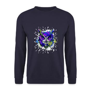 Owl Head Portrait Colorful - Unisex Sweatshirt - navy - Front - Alina (178cm) & Michal (187cm)