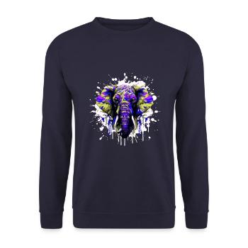 Elephant Head Portrait Colorful - Unisex Sweatshirt - navy - Front - Alina (178cm) & Michal (187cm)