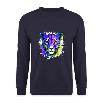 Cheetah Head Portrait Colorful - Unisex Sweatshirt - navy - Front - Alina (178cm) & Michal (187cm)
