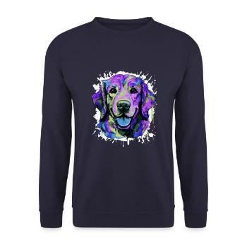 Golden Retriever Dog Head Portrait Colorful - Unisex Sweatshirt - navy - Front - Alina (178cm) & Michal (187cm)