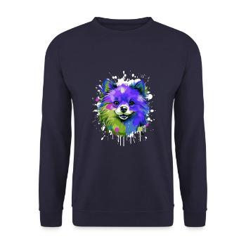 Pomeranian Dog Head Portrait Colorful - Unisex Sweatshirt - navy - Front - Alina (178cm) & Michal (187cm)