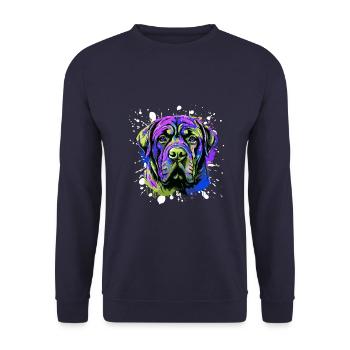 Mastiff Dog Head Portrait Colorful - Unisex Sweatshirt - navy - Front - Alina (178cm) & Michal (187cm)