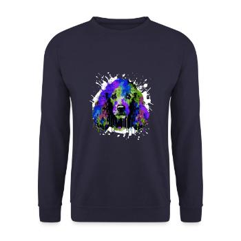 Pudel Hund Kopf Porträt Bunt - Unisex Pullover - Navy - Vorne - Alina (178cm) & Michal (187cm)