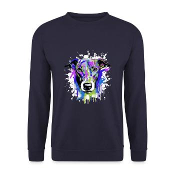 Greyhound Dog Head Portrait Colorful - Unisex Sweatshirt - navy - Front - Alina (178cm) & Michal (187cm)