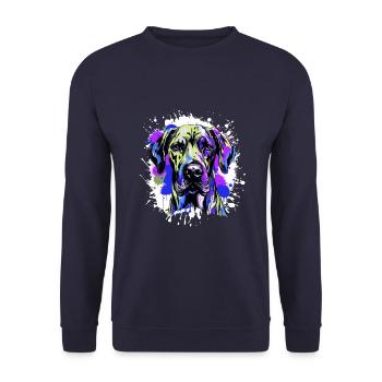 Great Dane Dog Head Portrait Colorful - Unisex Sweatshirt - navy - Front - Alina (178cm) & Michal (187cm)
