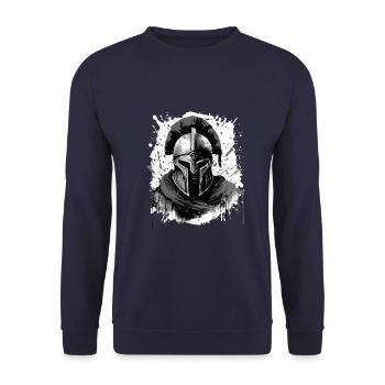 Casque Spartiate Guerrier Tête de Sparte - Sweat-shirt Unisexe - marine - Devant - Alina (178cm) & Michal (187cm)