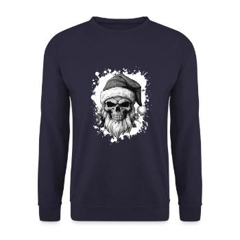 Weihnachtsmann Totenkopf Weihnachten - Unisex Pullover - Navy - Vorne - Alina (178cm) & Michal (187cm)