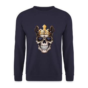 Couronne de Roi Crâne - Sweat-shirt Unisexe - marine - Devant - Alina (178cm) & Michal (187cm)