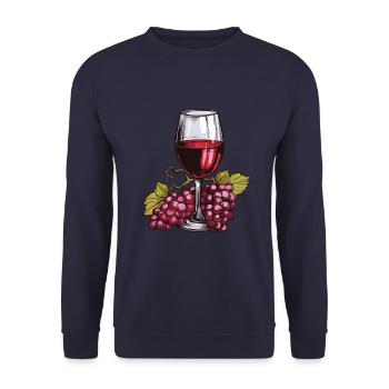 Wine Glass Grapes Wine - Unisex Sweatshirt - navy - Front - Alina (178cm) & Michal (187cm)