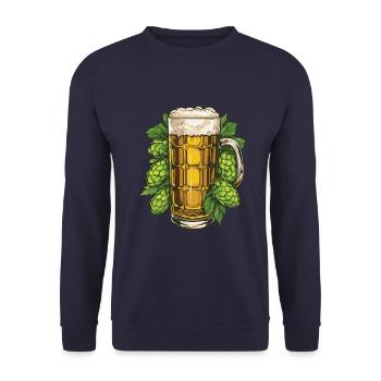 Bierglas Hopfen Malz Bier - Unisex Pullover - Navy - Vorne - Alina (178cm) & Michal (187cm)