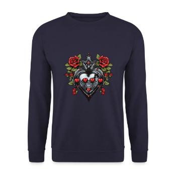 Coeur Symbole Amour - Sweat-shirt Unisexe - marine - Devant - Alina (178cm) & Michal (187cm)