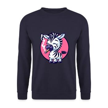 Zebra Smoker Smoke Joint - Unisex Sweatshirt - navy - Front - Alina (178cm) & Michal (187cm)