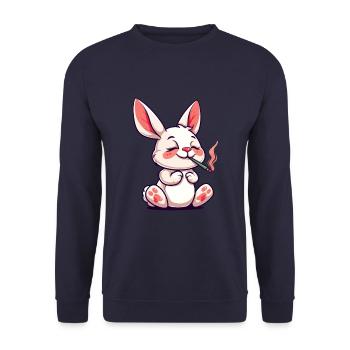 Hase Raucher Smoke Joint - Unisex Pullover - Navy - Vorne - Alina (178cm) & Michal (187cm)