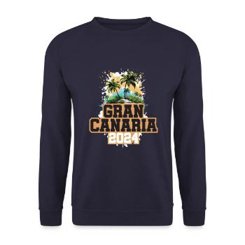 Gran Canaria 2024 Travel Holidays - Unisex Sweatshirt - navy - Front - Alina (178cm) & Michal (187cm)