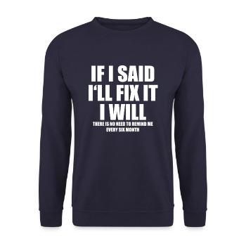 I Fix It - Unisex Sweatshirt - navy - Front - Alina (178cm) & Michal (187cm)