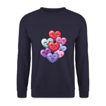 Colorful Hearts Love - Unisex Sweatshirt - navy - Front - Alina (178cm) & Michal (187cm)