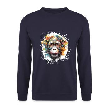 Tête de singe Pop Art - Sweat-shirt Unisexe - marine - Devant - Alina (178cm) & Michal (187cm)